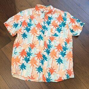 Oliver & Burke Tropical Print Size Large Button Down Short Sleeve Polo